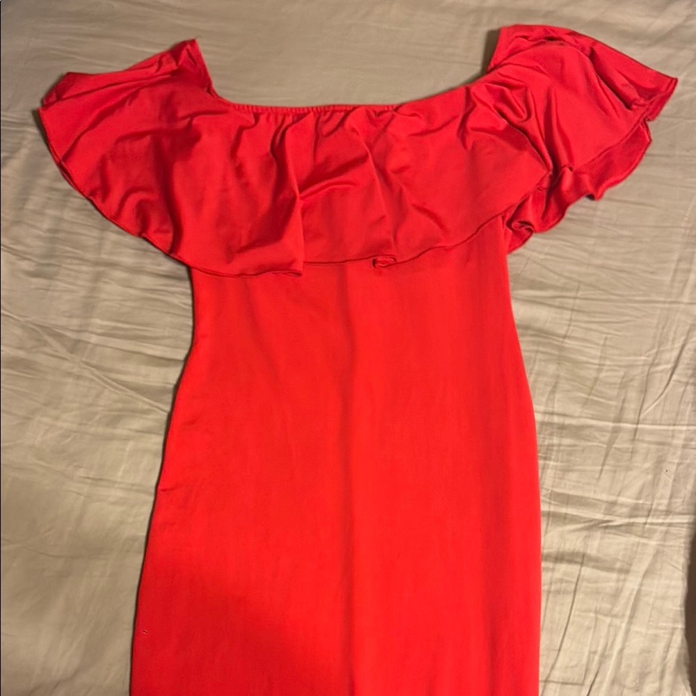 Elegant Red Off-Shoulder Dress